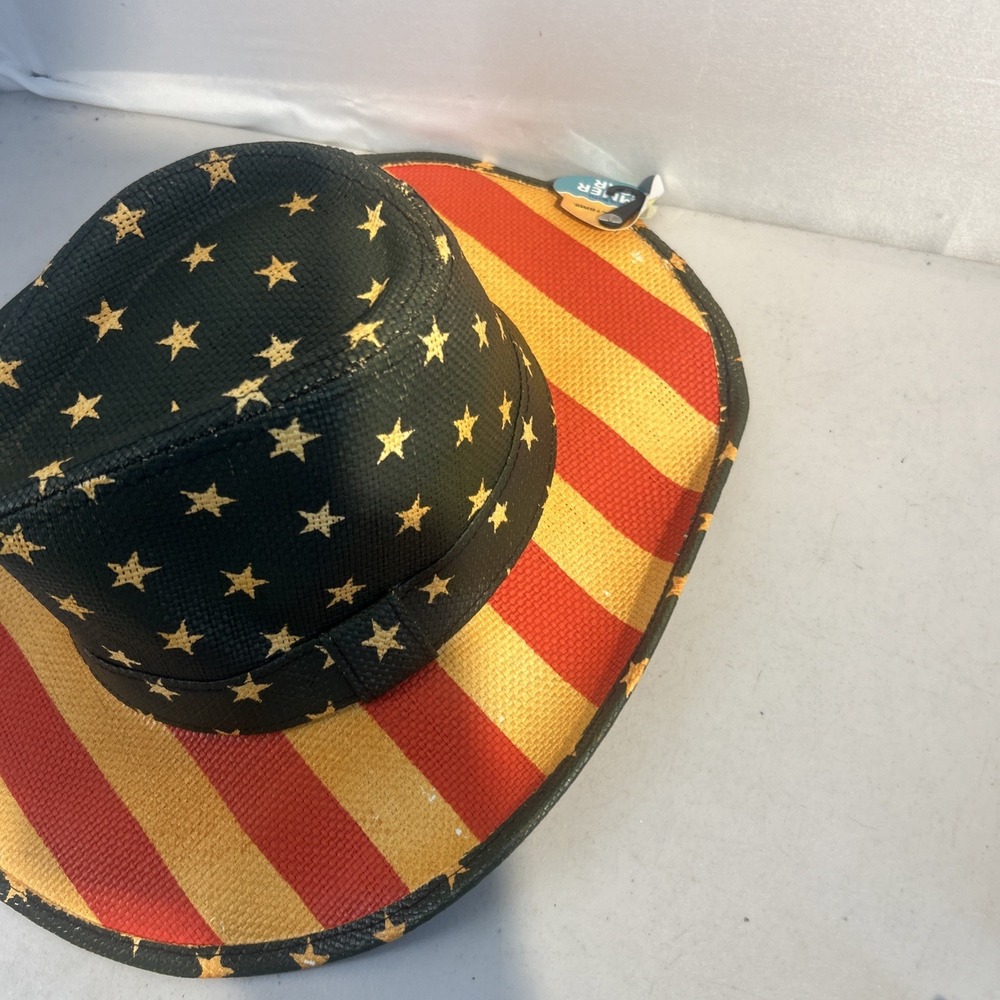 *NEW* NWT 24/7 Life Cowboy Hat American Flag Patriotic Stars And Stripes - Picture 2 of 5